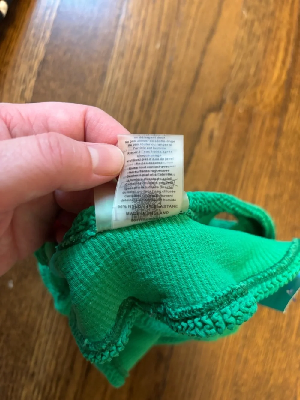 Hunza G Xandra Bikini Top Emerald Green One Size Crinkle Swim